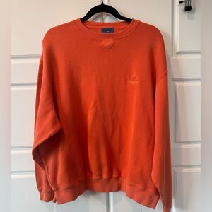 Faconnable Orange Crewneck Long Sleeve Thick Cotton Classic Shirt Men’s Large